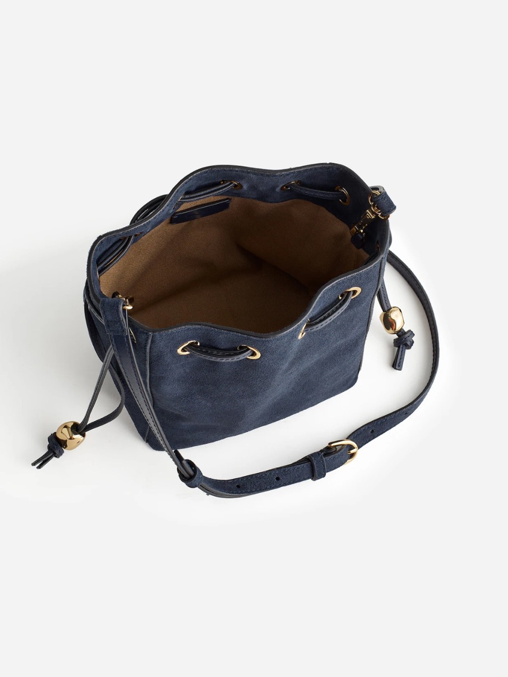 NEW Madewell The Mini Drawstring Crossbody Bucket Bag in deep indigo suede NW512 - Picture 2 of 10